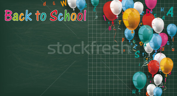 Longo lousa balões cartas de volta à escola Foto stock © limbi007