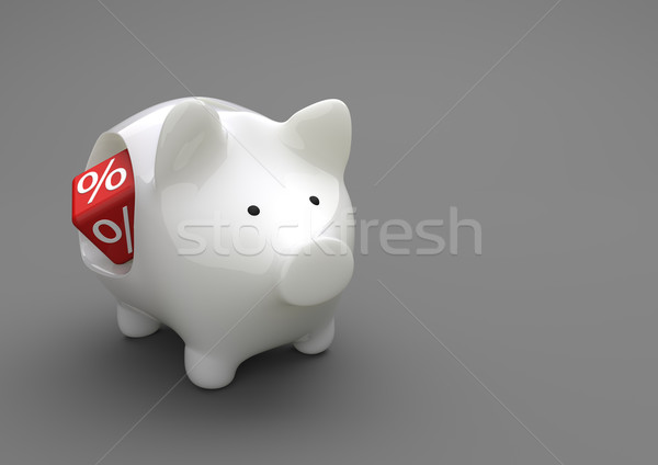 Piggy Bank Red Percent Cube Stock photo © limbi007