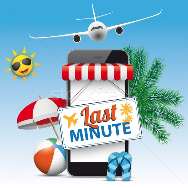 Smartphone Shop Marquee Last Minute Flight Stock photo © limbi007