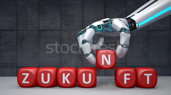 Robot Hand Red Cubes Zukunft Stock photo © limbi007