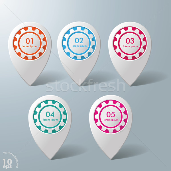 Five Colorful Infographic Markers Gears Stock photo © limbi007