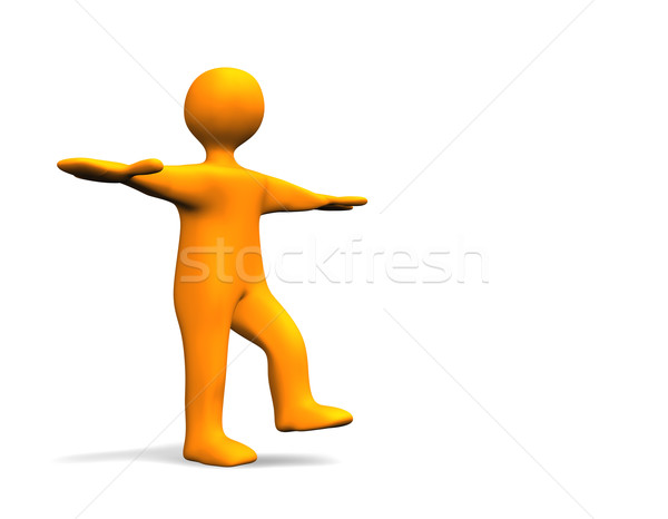 Dengelemek 3d illustration insansı kişi turuncu Stok fotoğraf © limbi007