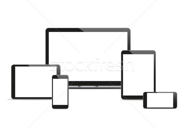 Vector Set Mobile Black Notebook Tablets Smartphones Stock photo © limbi007