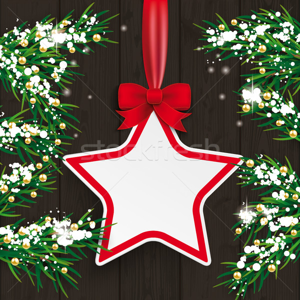 Christmas Twigs Wood Star Red Ribbon Stock photo © limbi007