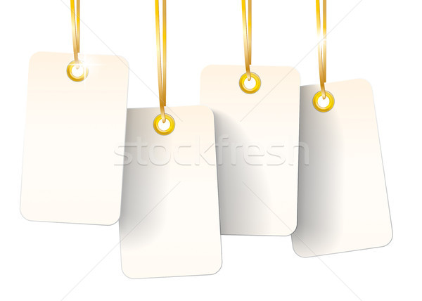 4 White Price Sticker Golden Ribbons Stock photo © limbi007