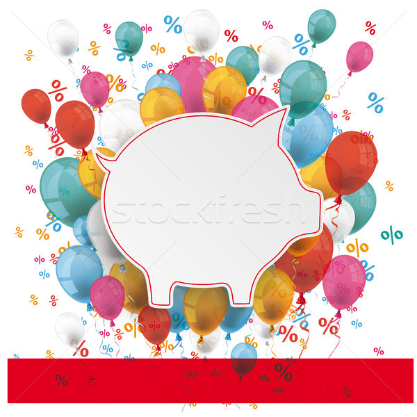 Blue Pink Paper Circles Balloons Percents Banner  Stock photo © limbi007