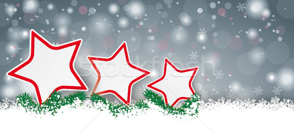 Long Gray Christmas Card 3 Red Stars Stock photo © limbi007
