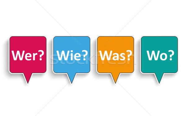4 Speech Bubbles Wer Wie Was Wo Stock photo © limbi007