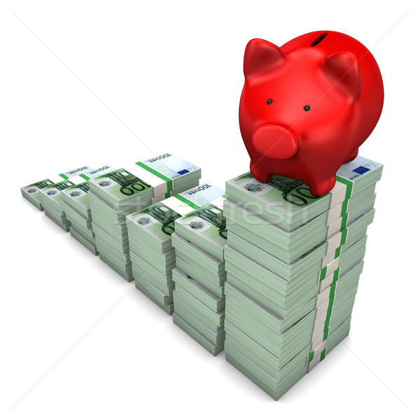 Red Piggy Bank Euro Notes Stock photo © limbi007