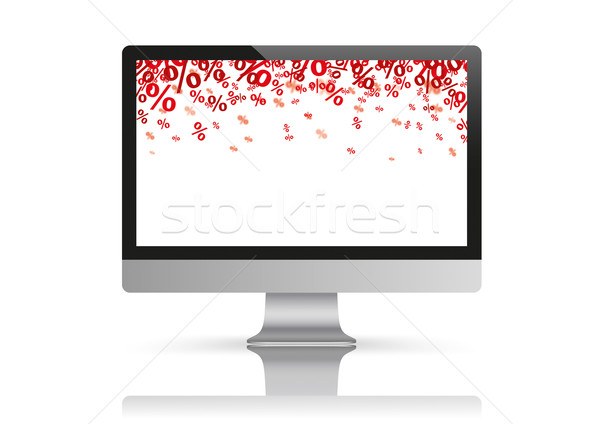 Czarny pc monitor lustra czerwony komputer osobisty Zdjęcia stock © limbi007