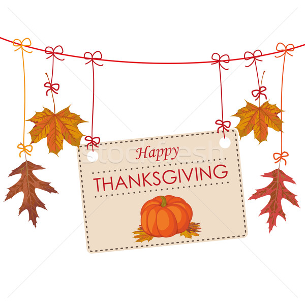 Autumn Thanksgiving Banner Foliage Line Pumpkin Stock photo © limbi007