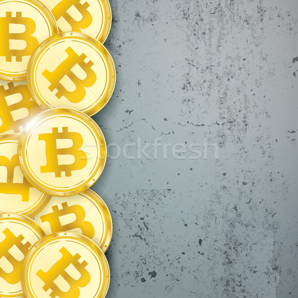 Stock photo: Golden Bitcoins Concrete