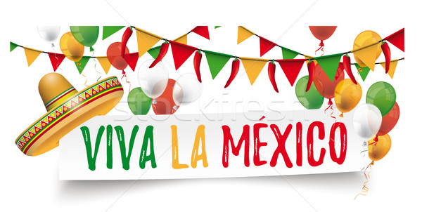 Paper Banner Buntings Chili Sombrero Cinco de Mayo Stock photo © limbi007
