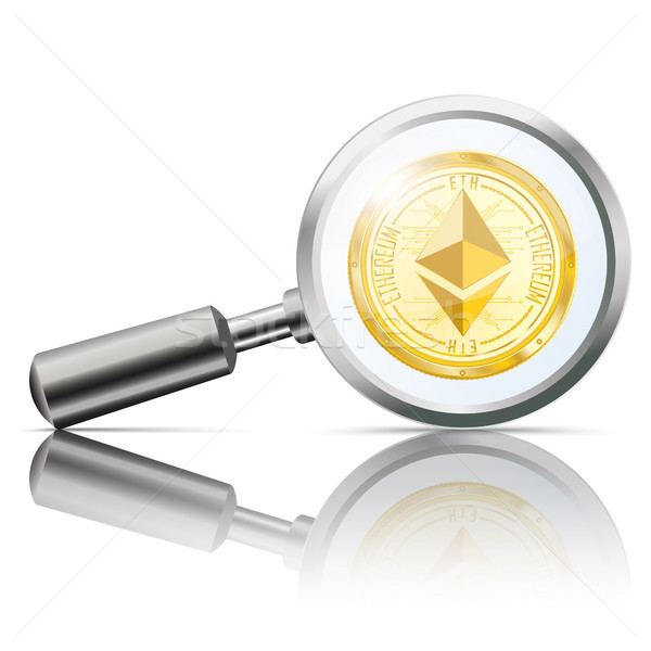 Loupe Mirror Golden Ethereum Coin Stock photo © limbi007