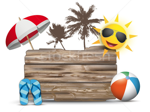 Wooden Board Summer Sun Stock photo © limbi007