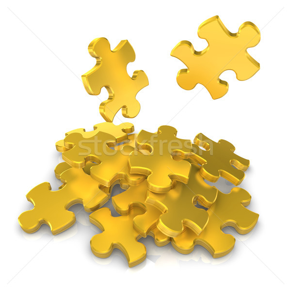 Arany fehér 3d illusztráció segítség kommunikáció puzzle Stock fotó © limbi007
