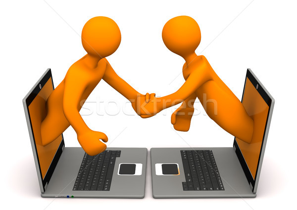 Manikins Laptops Handshake Stock photo © limbi007