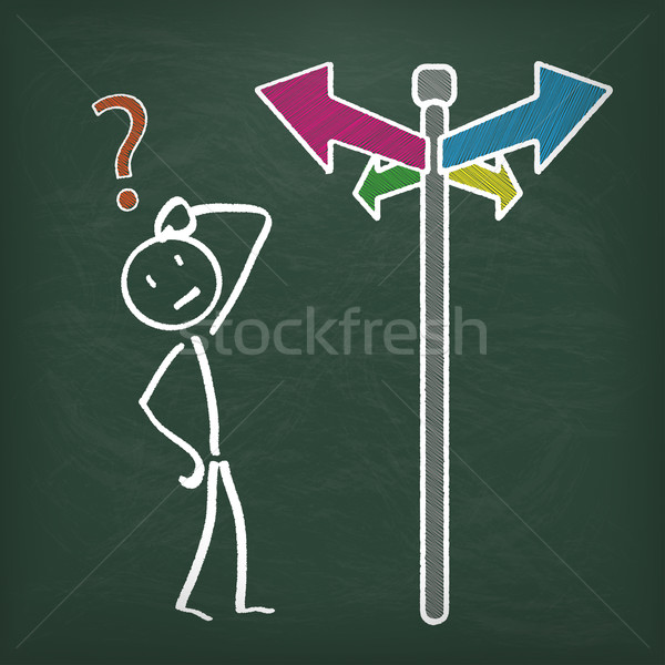 Stock photo: Blackboard Stickman Crossroad