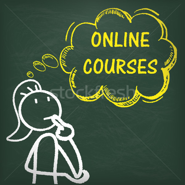 Blackboard Stickwoman Thinking Online Courses Stock photo © limbi007