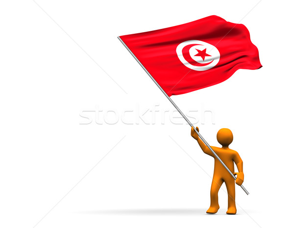 Tunesien Fan Illustration Aussehen groß Flagge Stock foto © limbi007
