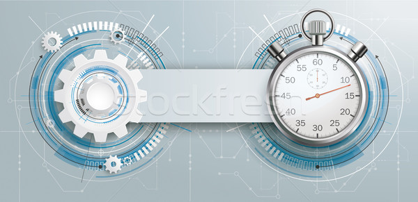 Futuristic Gear Construction Stopwatch Circuit Board Banner Stock photo © limbi007