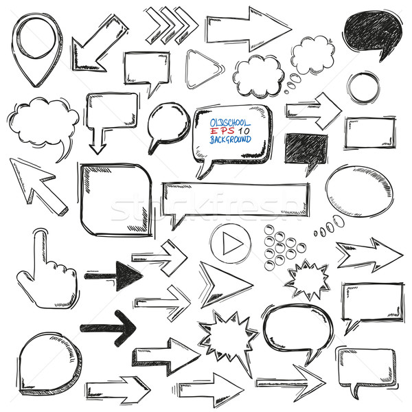 Stock photo: Big Black Oldschool Elements Bubbles Arrows Markers