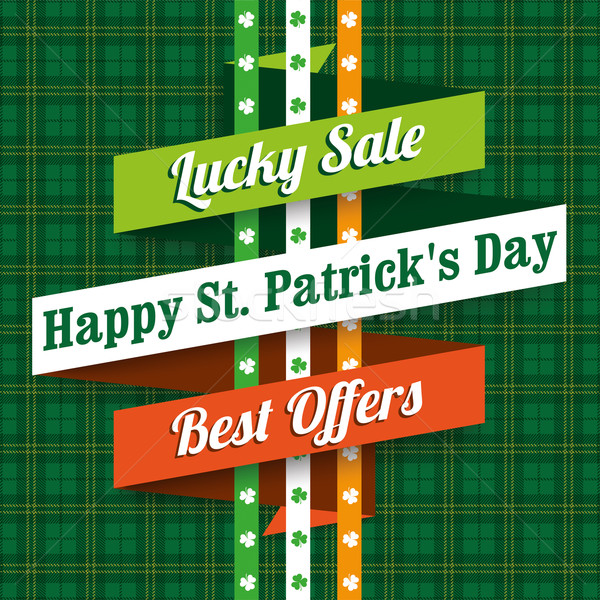 Stock photo: St Patricks Day Tartan Sale Ribbon