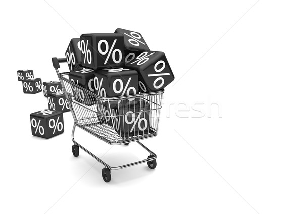 Shopping Cart Black Percent Cubes Stock photo © limbi007