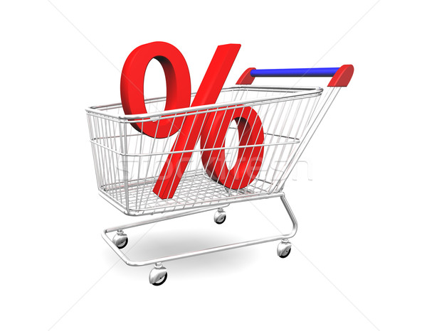 Shopping Cart With Percentage 3D Stock photo © limbi007