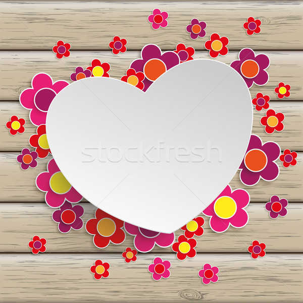 Stock photo: Wood Heart Flowers