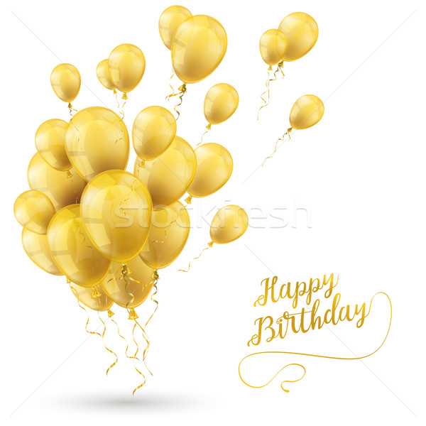 Or ballons joyeux anniversaire blanche couvrir texte [[stock_photo]] © limbi007