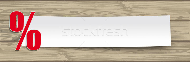 Paper Banner Red Percent Brown Wood Stock photo © limbi007