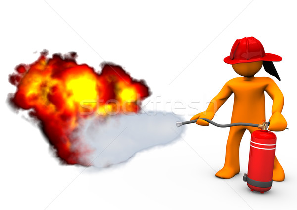 Fireman Extinguisher Fire Stock photo © limbi007