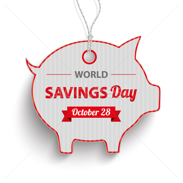 Piggy Bank Red Price Sticker Savings Day Stock photo © limbi007
