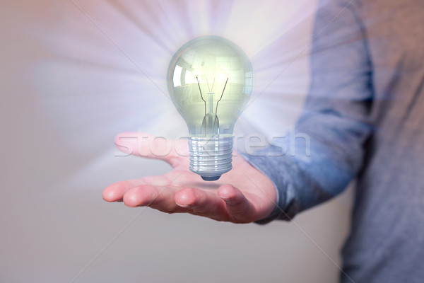 Human Hand Ide Bulb Stock photo © limbi007