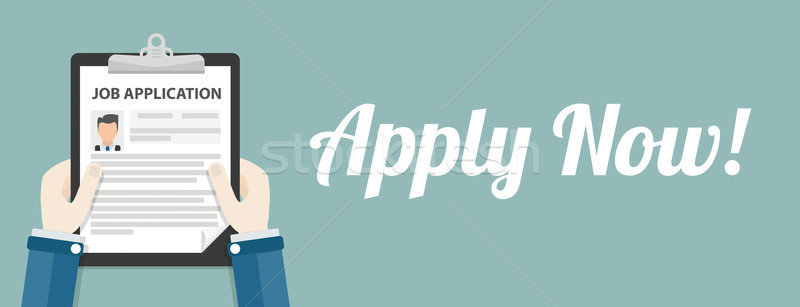 Hand Clipboard Job Application Apply Now Header Stock photo © limbi007