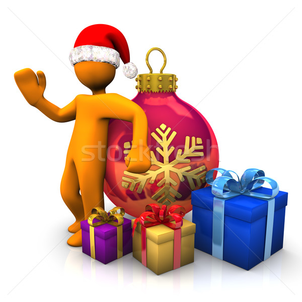 Stock foto: Weihnachten · Klausel · orange · Zeichentrickfigur · cap