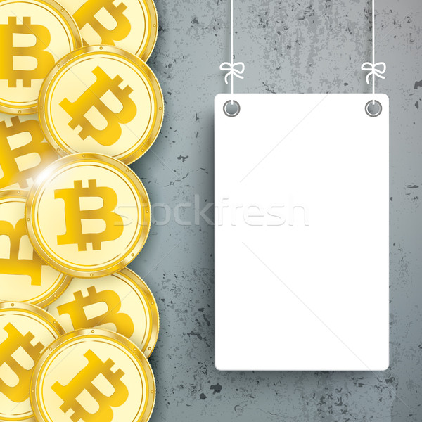 Golden Bitcoins Concrete White Board Stock photo © limbi007