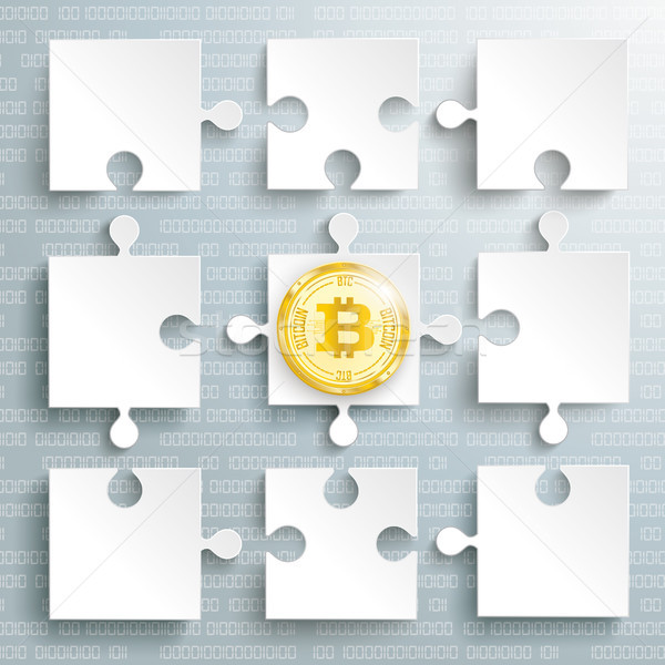 Paper Puzzles Bitcoin Coin Stock photo © limbi007