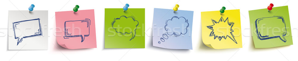 Colored Sticks With Pins Header Speech Bubbles Stock photo © limbi007