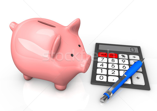 Piggy Bank Calculator Ballpen Stock photo © limbi007