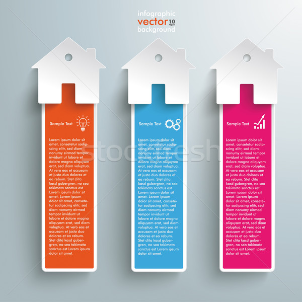 Three Colored Homes Oblong Banners Stock photo © limbi007