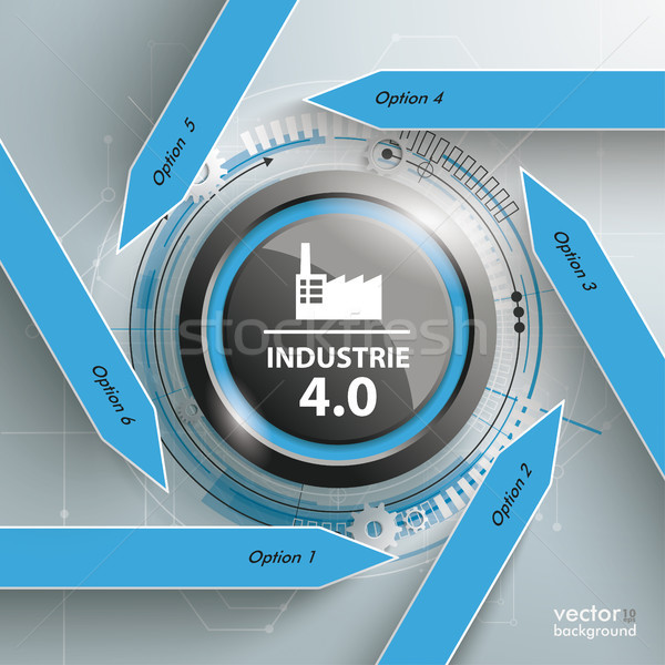 Six Arrows Black Button Industrie 4.0 Infographic Stock photo © limbi007