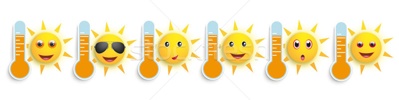 [[stock_photo]]: Drôle · soleil · visage · smileys · météorologiques · icônes