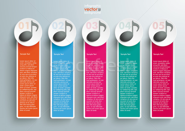 5 Colored Oblong Banners Music Notes Stock photo © limbi007