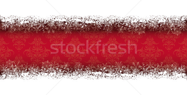 Doubler neige bannière bois ornements rouge Photo stock © limbi007