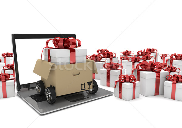 Notebook Carton Wheels Gift Boxes  Stock photo © limbi007