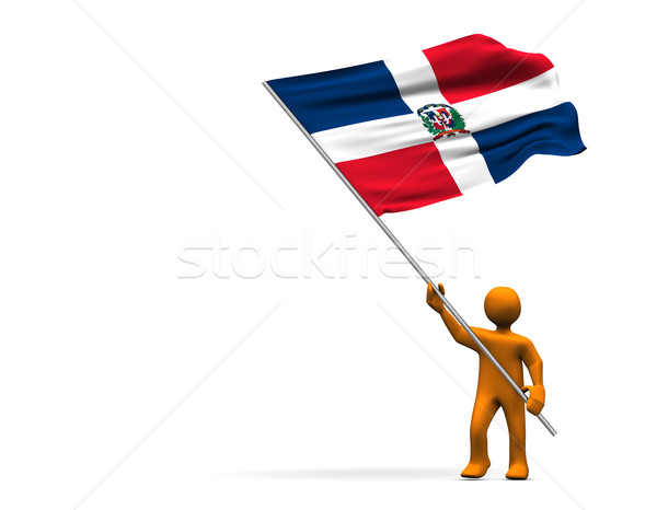 Foto stock: Ventilador · República · Dominicana · naranja · Cartoon · grande · bandera