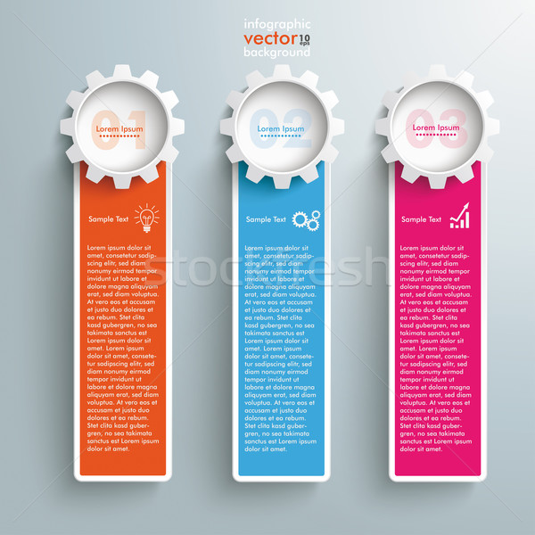 Three Colored Oblong Banners Gears Stock photo © limbi007