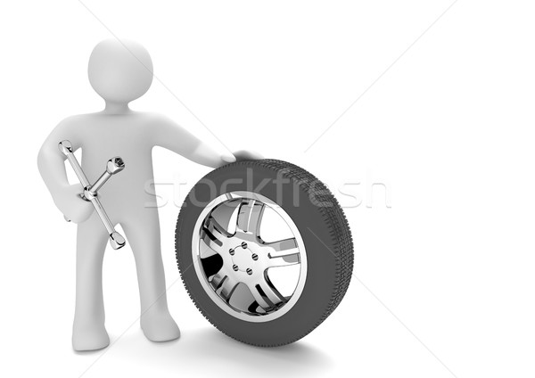 Manikin Spanner Tire With Chromed Felly Stock photo © limbi007